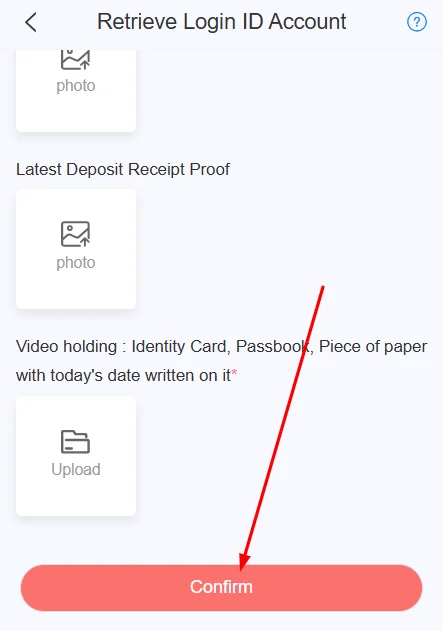 Click on confirm button to submit your issue
